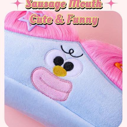 Purple Funny Plush Big Eye Monster Pencil Case with DIY Messy Hair Large Capacity Stationery Pouch for Australian Students and School Gift