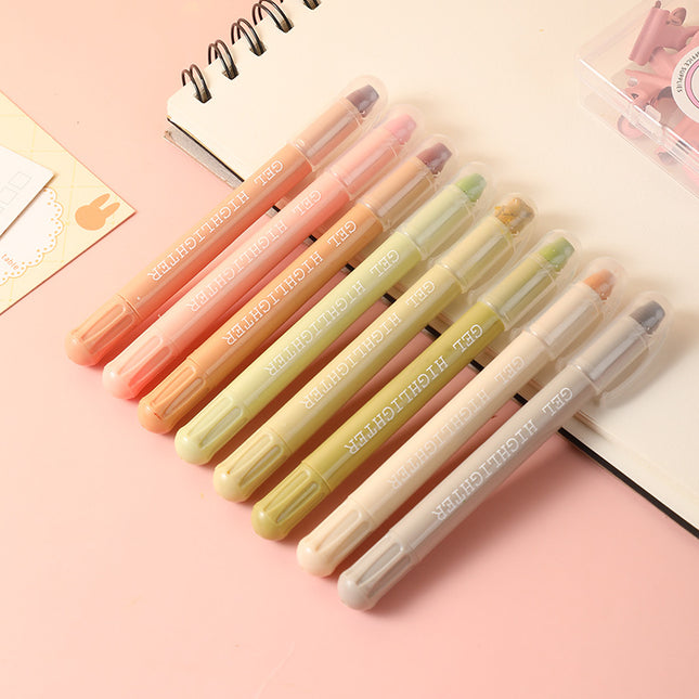 Morandi Color Solid Gel Highlighters 8 Pack No Bleed Dry Highlighter Pens for School Office Journaling and