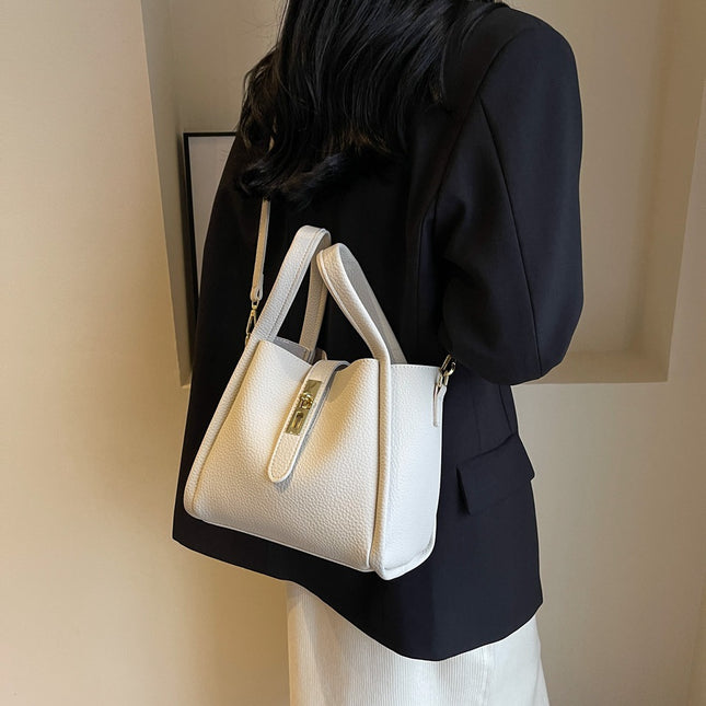 Beige Retro 2-Piece Women's Bucket Bag Set with Removable Inner Pouch PU Leather Crossbody Handbag and