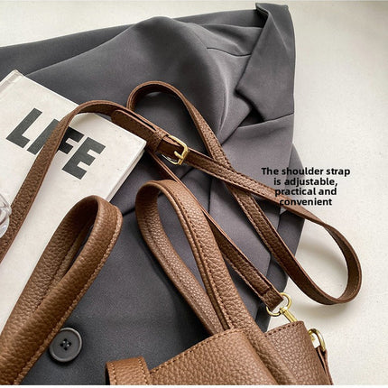 Pink Retro 2-Piece Women's Bucket Bag Set with Removable Inner Pouch PU Leather Crossbody Handbag and Fashionable Tote for Australian Everyday Use