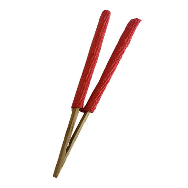 Red 3 Pack Microfiber Plant Leaf Cleaning Tongs with Removable Sleeves and Natural Bamboo Handles for