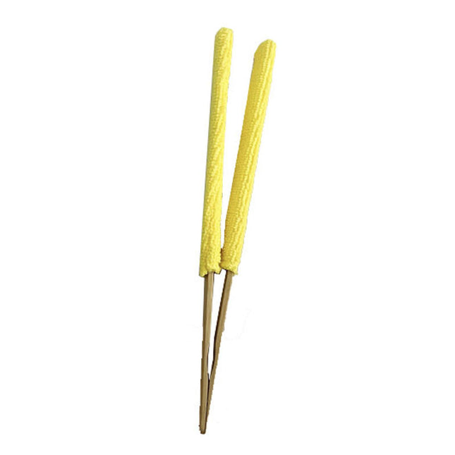 Yellow 3 Pack Microfiber Plant Leaf Cleaning Tongs with Removable Sleeves and Natural Bamboo Handles for