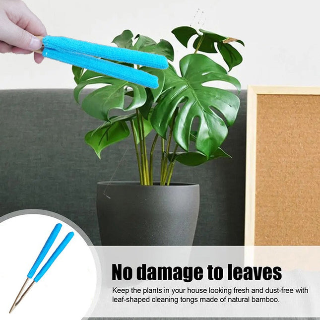 Green 3 Pack Microfiber Plant Leaf Cleaning Tongs with Removable Sleeves and Natural Bamboo Handles for – product detail