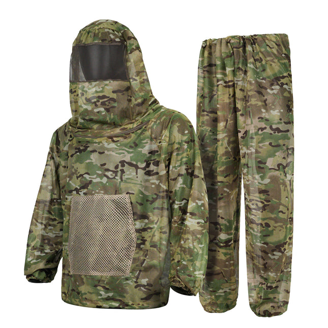 CP in multiple locations Camouflage Mosquito Repellent Suit Ultra-Fine Mesh Hooded Ghillie Suit for