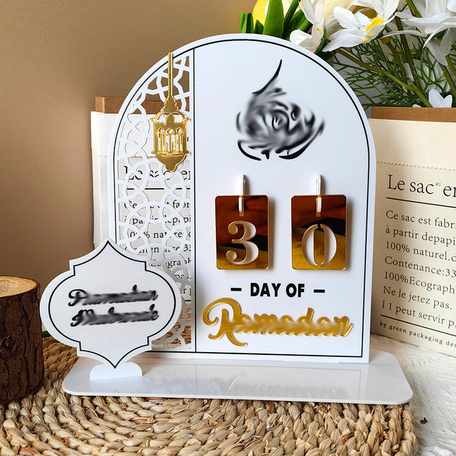 White Acrylic Desktop Holiday Countdown Ornament with Mirrored Finish and Interchangeable Numbers 20cm x