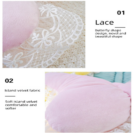 White Elegant Butterfly Lace Throw Pillow 60x45cm Soft Decorative Cushion for Sofa Bedroom Office and Car Comfort Backrest Accessory