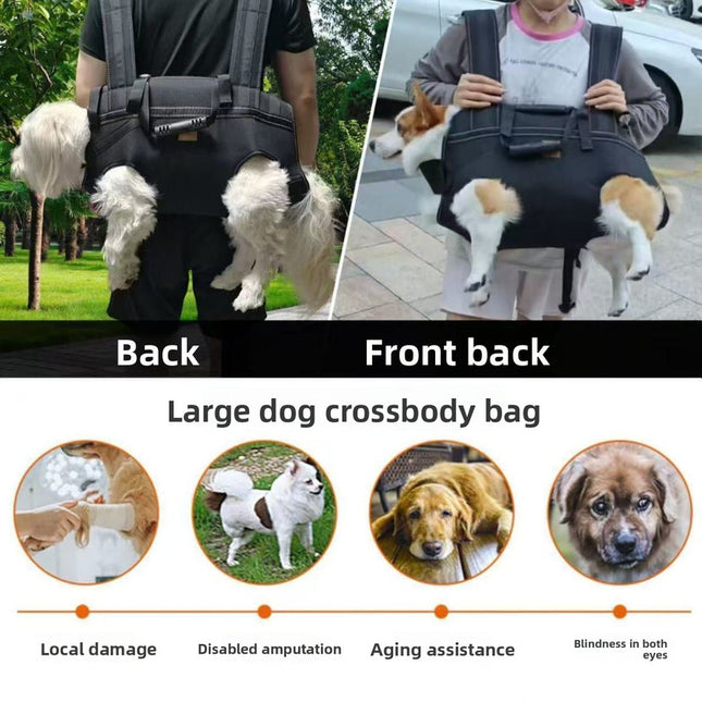 Black Multi-Functional Dog Carrier Backpack and Lift Harness for Hiking and Outdoor Use Adjustable (Size – product detail