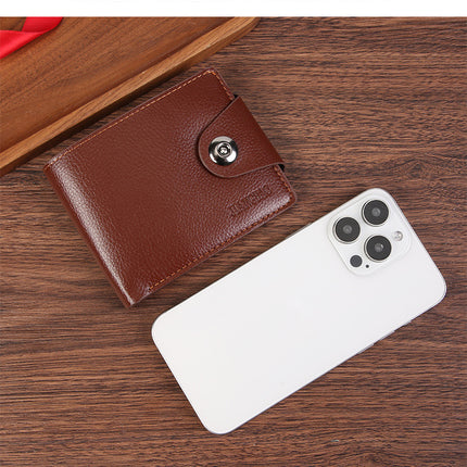Coffee color Men's PU Leather Wallet with Magnetic Clasp and Zipper Pocket for Cards Cash and Coins Ideal for Daily Use in Australia