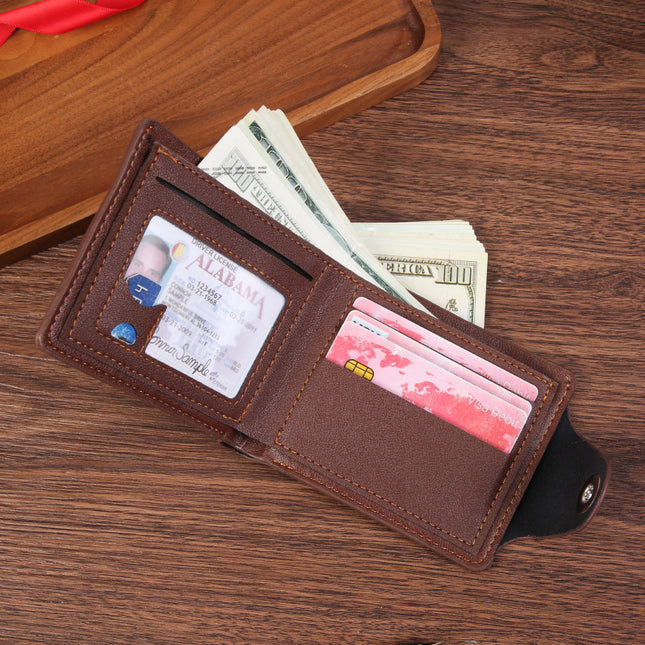 Black Men's PU Leather Wallet with Magnetic Clasp and Zipper Pocket for Cards Cash and Coins Ideal for – product detail