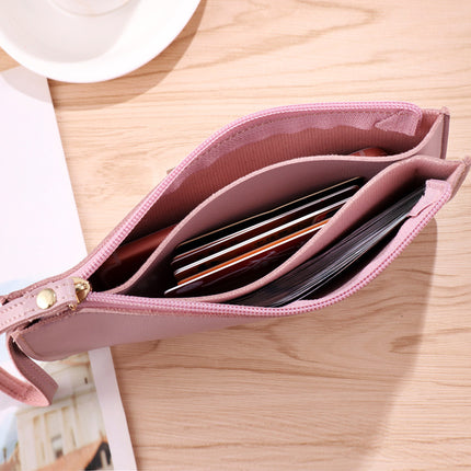 Sapphire blue Women's Soft PU Leather Double-Layer Zip Wallet with Wrist Strap Spacious Card Cash – design and finish