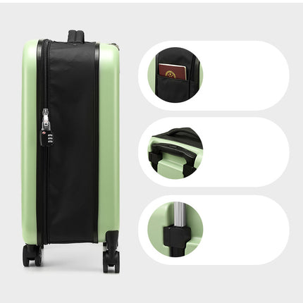 Green 20 Inch Foldable Carry-on Suitcase with 360 Spinner Wheels and Combination Lock, Lightweight Space Saving Hard Shell Luggage for Australian Travel