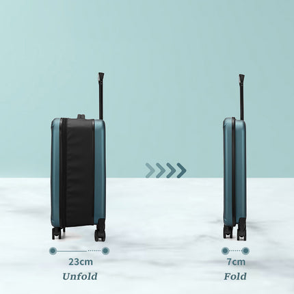 Black 20 Inch Foldable Carry-on Suitcase Ultra Lightweight 2.1kg Hard Shell Luggage with 360 Spinner Wheels and Combination Lock for Australian Travel