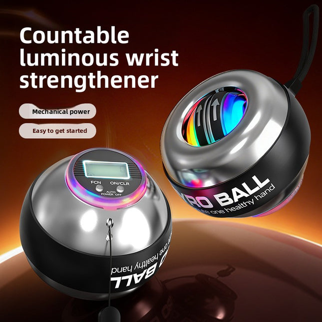 Black LED Gyro Ball Wrist Power Trainer with Digital Counter and Auto-Start Zinc Alloy Core for Grip – product detail