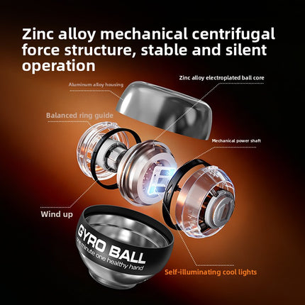 Black LED Gyro Ball Wrist Power Trainer with Digital Counter and Auto-Start Zinc Alloy Core for Grip Strength and Stress Relief in Australian Homes