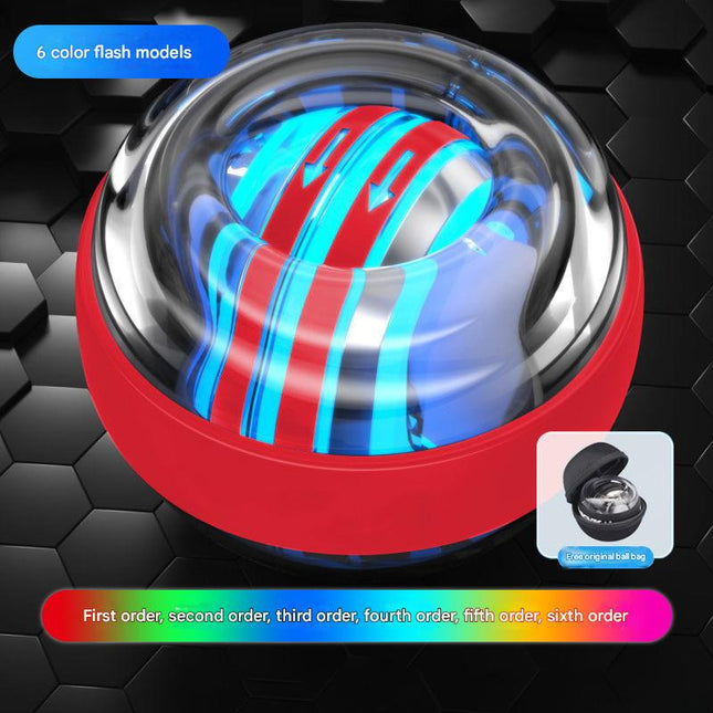 Red LED Gyro Ball Wrist Power Trainer with Digital Counter and Auto-Start Zinc Alloy Core for Grip Strength