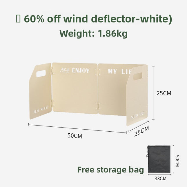 White Heavy-Duty 4-Fold Camping Stove Windshield Portable Steel Wind Deflector for Outdoor Cooking and
