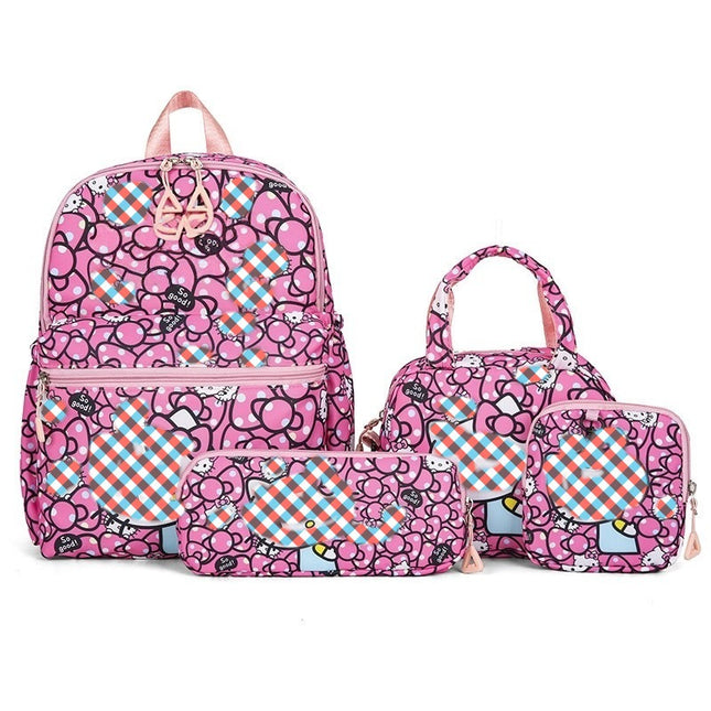 Dark Pink KT 4-Piece Large Capacity School Backpack Set for Primary Students Years 3-6 Durable