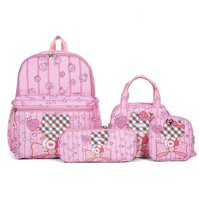 Light pink KT 4-Piece Large Capacity School Backpack Set for Primary Students Years 3-6 Durable