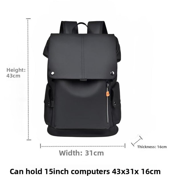 Black Men Large Capacity Business Laptop Backpack Waterproof PU Leather Travel Rucksack with USB Port for
