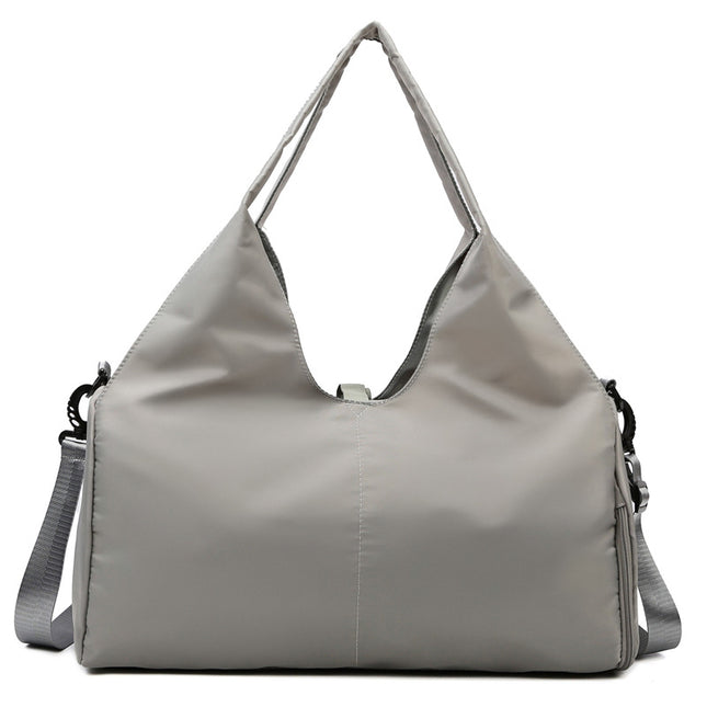 Grey Women Large Capacity Yoga Gym Bag with Shoe Compartment and Mat Strap Water Resistant