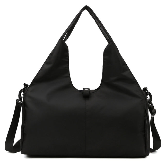 Black Women Large Capacity Yoga Gym Bag with Shoe Compartment and Mat Strap Water Resistant