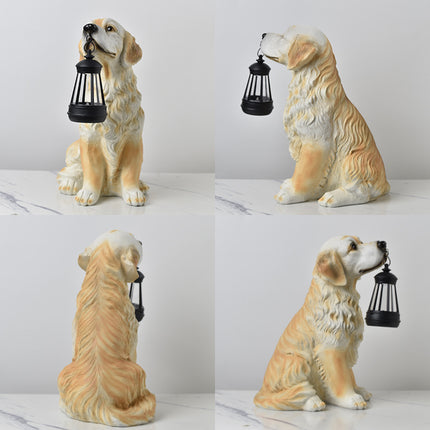 Solar Dog Garden Statue with Lantern Waterproof Resin Puppy Ornament for Outdoor Patio Pathway Backyard Decoration Australian Pet Lovers(C)