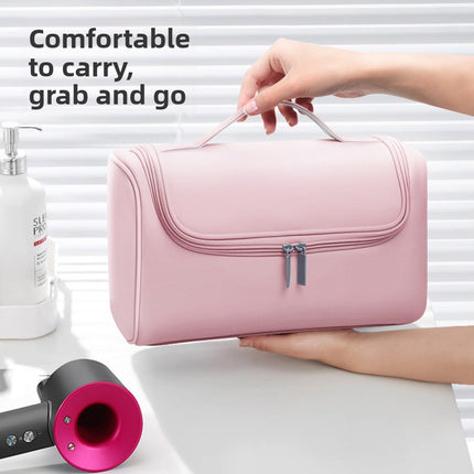 Green Portable Hair Dryer and Curler Storage Bag Waterproof PU Leather Travel Case with Hanging Hook for Local Professionals and Modern Lifestyles