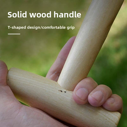 2 Pack Gardening Dibber with T-Shaped Wooden Handle Chrome Tip Seed Sower and Transplanting Tool with Measurement Scale for Local Garden Maintenance