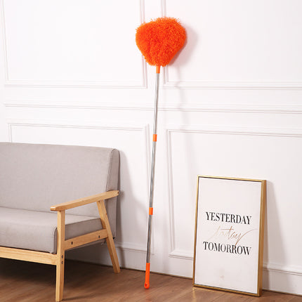 Orange Long Handle Ceiling Fan Duster with Hollow Microfiber Head and Extendable Stainless Steel Pole for High Reach Home Cleaning Efficiency