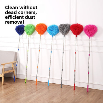 Orange Long Handle Ceiling Fan Duster with Hollow Microfiber Head and Extendable Stainless Steel Pole for High Reach Home Cleaning Efficiency