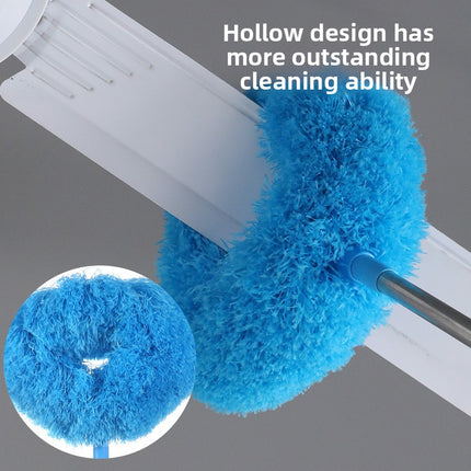 Orange Long Handle Ceiling Fan Duster with Hollow Microfiber Head and Extendable Stainless Steel Pole for High Reach Home Cleaning Efficiency