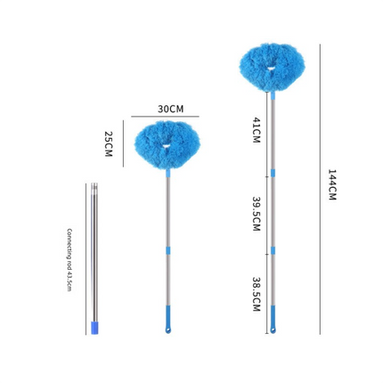 Orange Long Handle Ceiling Fan Duster with Hollow Microfiber Head and Extendable Stainless Steel Pole for High Reach Home Cleaning Efficiency