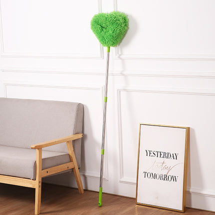 Green Long Handle Ceiling Fan Duster with Hollow Microfiber Head and Extendable Stainless Steel Pole for High Reach Home Cleaning Efficiency