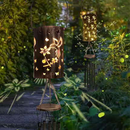 Dragonfly Solar Wind Chime Lantern with Iron Art Projection Waterproof Decorative Light for Garden and Local Home Landscapes Elegant Outdoor Illumination Solution