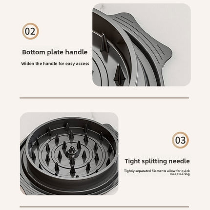 Black Manual Meat Shredder with Transparent Lid and 360 Degree Rotation for Kitchen Quick Meal Prep Professional Culinary Solution for Modern Households
