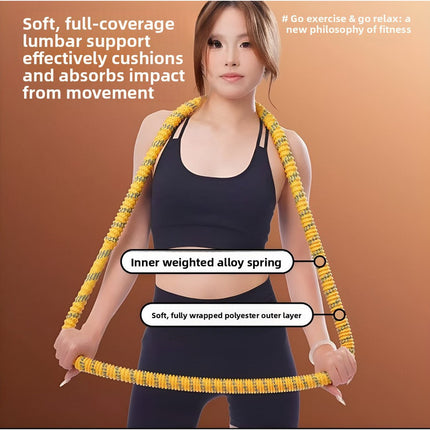 Black Weighted Soft Spring Hula Hoop with Silent Alloy Interior and Polyester Wrap for Home Gym Full Body Fitness and Abdominal Training Solution