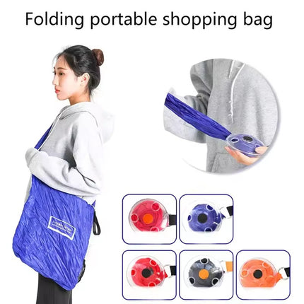 2-PCS Blue Compact Retractable Shopping Bag with Durable Nylon and ABS Plastic Disc Design for Everyday Use Local Standard Fit