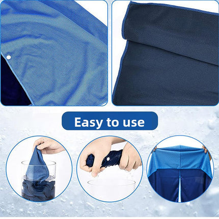 Rose red football Instant Cooling Hooded Towel U-Shaped Sun Protection Quick Dry Scarf with Carabiner Pouch for Local Outdoor Sports and Gym Workouts