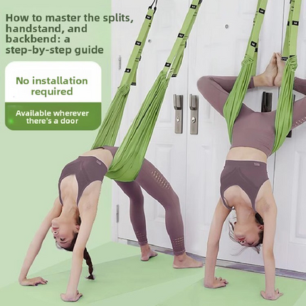 Green Aerial Yoga Door Hanging Strap for Home Workouts Adjustable Stretch Band for Backbend Inversion and Flexibility Premium Standard Fit for Local Enthusiasts
