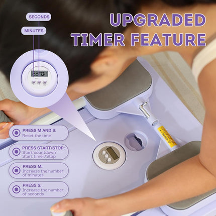 Purple Multi-functional Core Training Board with Digital Timer and Resistance Bands Foldable Fitness Panel for Home Abdominal and Pilates Workouts Solution
