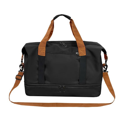 Black Large Capacity Travel Duffel Bag for Women with Yoga Mat Holder and Shoe Compartment Water Resistant Weekend Bag Ideal for Local Gym and Travel Use
