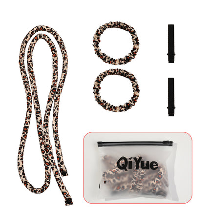 2-PCS Coffee color leopard print Heatless Hair Curler Set Extra Long Overnight Soft Ribbon for Natural Big Waves Damage-Free Professional Home Styling Solution for Local Women