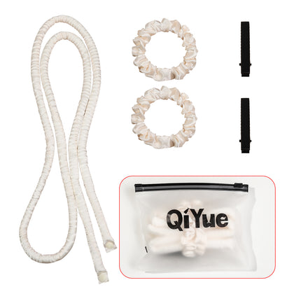 2-PCS White Heatless Hair Curler Set Extra Long Overnight Soft Ribbon for Natural Big Waves Damage-Free Professional Home Styling Solution for Local Women