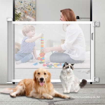 Grey Retractable Baby Safety Gate and Pet Barrier Extra Wide 300cm for Stairs and Doorways No Drill Mesh In-Home Protection Solution for Local Families