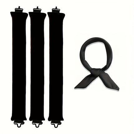 Black Heatless Hair Curler 2 Pack with Satin Scarf and Soft Sponge Rollers for Overnight Big Waves Damage-Free Styling Solution for Local Professionals