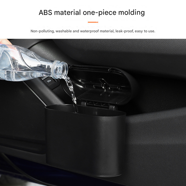 Black Compact Car Trash Can 2 Pack Hanging Storage Bin with Push Lid