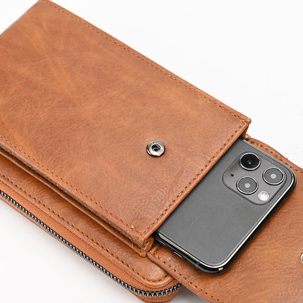 Brown Women's PU Leather Crossbody Phone Bag with Adjustable Shoulder Strap and Large Capacity Wallet for Daily Travel Stylish and Organized Local Fashion Fit