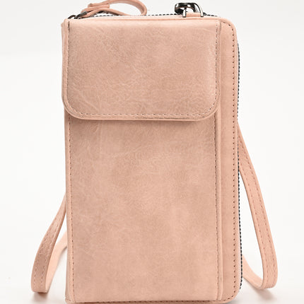Pink Women's PU Leather Crossbody Phone Bag with Adjustable Shoulder Strap and Large Capacity Wallet for Daily Travel Stylish and Organized Local Fashion Fit