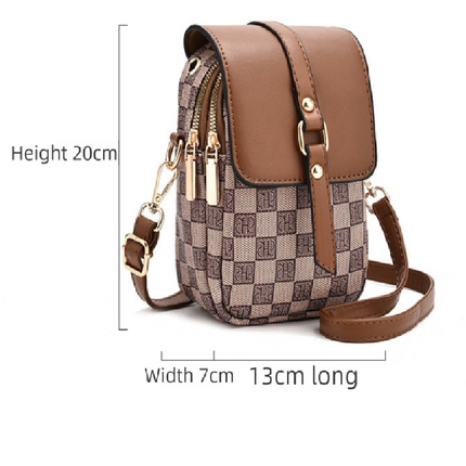 khaki Women's Mini Crossbody Phone Bag Compact PU Leather with Multiple Pockets and Headphone Port for Daily Travel Stylish Hands-Free Storage for Local Fashion