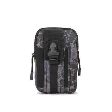 Black python pattern Tactical Molle Waist Bag Waterproof Phone Pouch for 6 inch Smartphones Compact Large Capacity Belt Loop Organizer for Local Outdoor Adventurers
